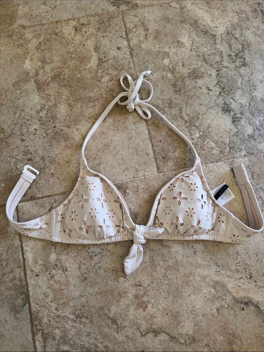 J. Crew bathing suit top size small bikini top laser cut cutouts beige/nude